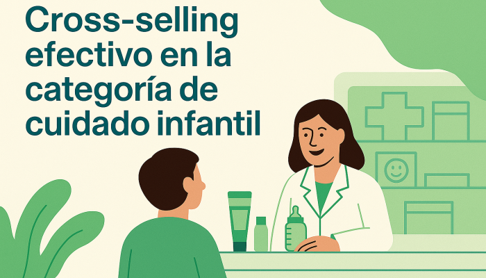 Farmacéutica recomendando productos de cuidado infantil