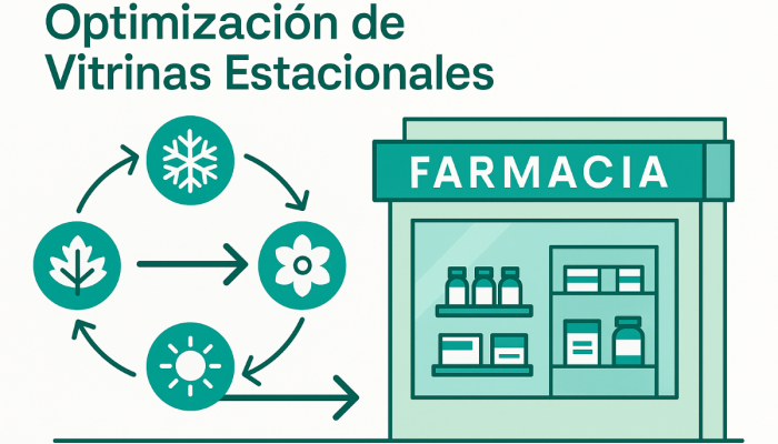 ciclo de actualización estacional del escaparate en la farmacia