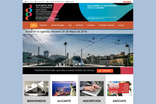 Portada de la nueva página web del congreso. Inicio de los preparativos del VIII Congreso Nacional de Farmacéuticos Comunitarios