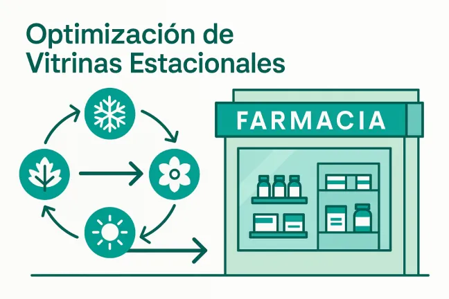 ciclo de actualización estacional del escaparate en la farmacia