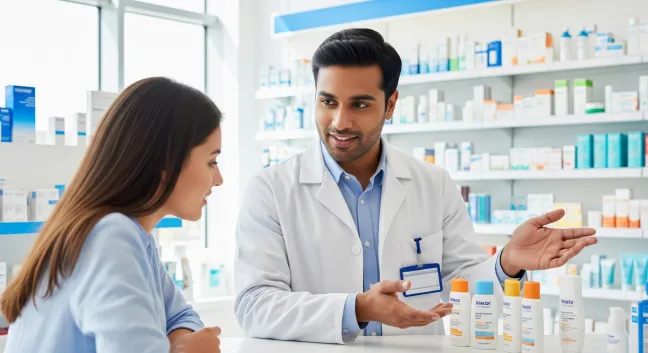 Fotoprotección 360°: De los Rayos UVB a la Luz Azul e Infrarroja. Guía para el Consejo Farmacéutico farmacéutico-recomendando-diferentes-opciones-protecciones-solares